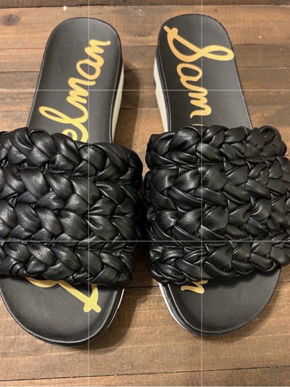Sam Edelman Black Braided Slide Sandals with Platform Sole